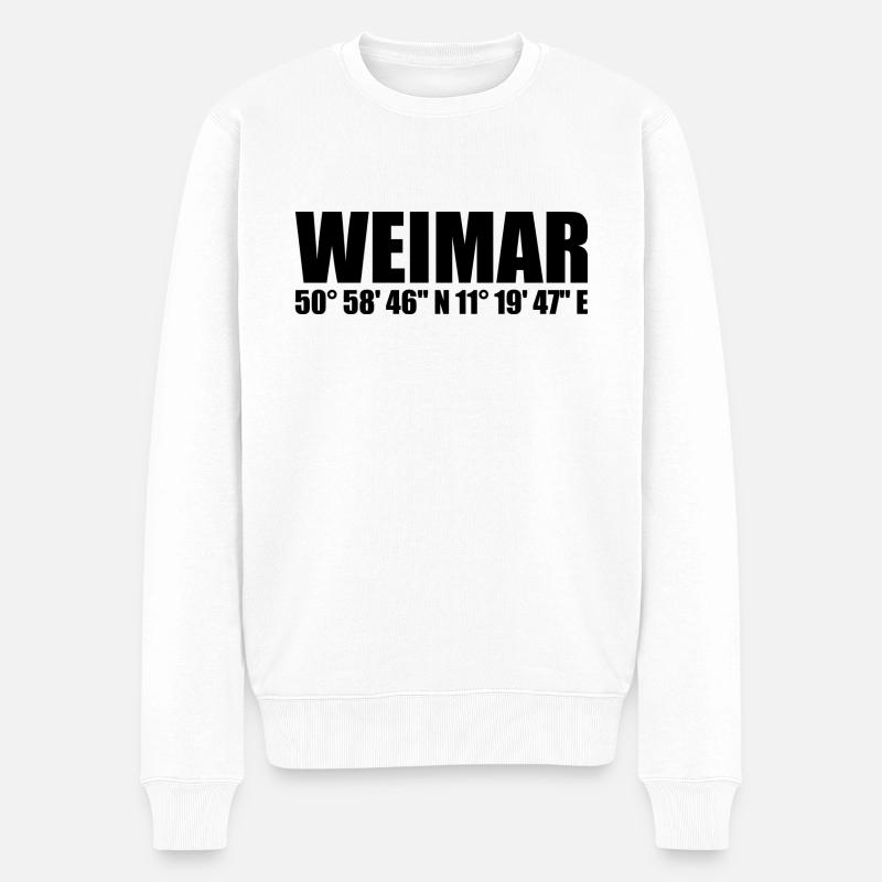 Weimar Koordinaten - Männer Premium Bio Pullover - Weiß