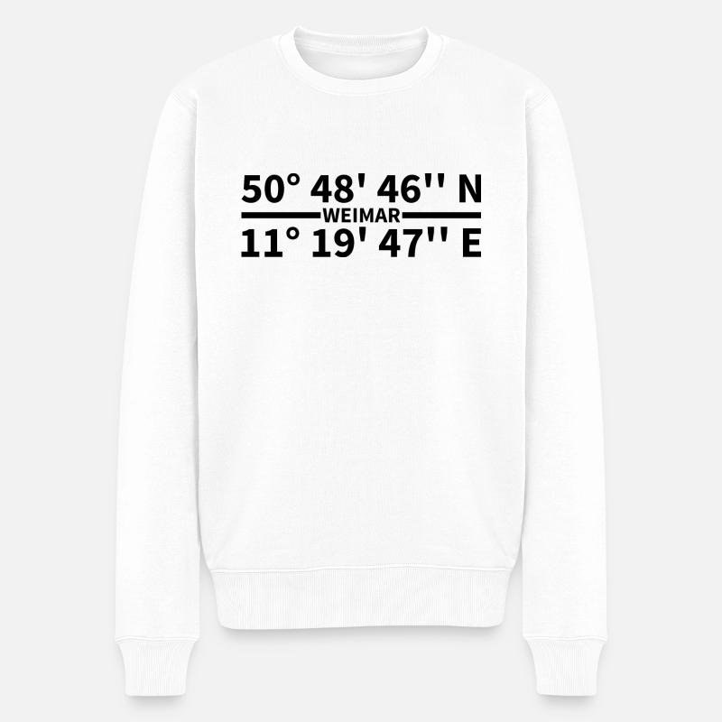 Weimar Koordinaten - Männer Premium Bio Pullover - Weiß