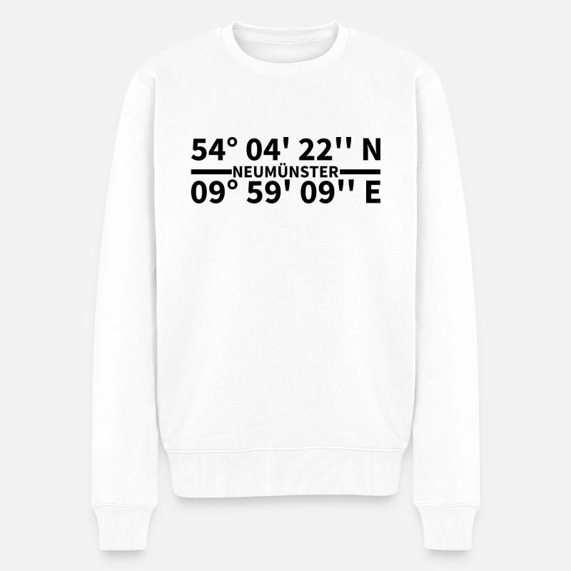 Neumünster Koordinaten - Männer Premium Bio Pullover - Weiß
