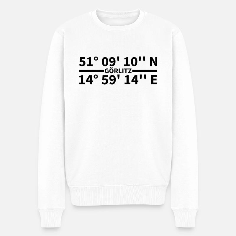 Görlitz Koordinaten - Männer Premium Bio Pullover - Weiß