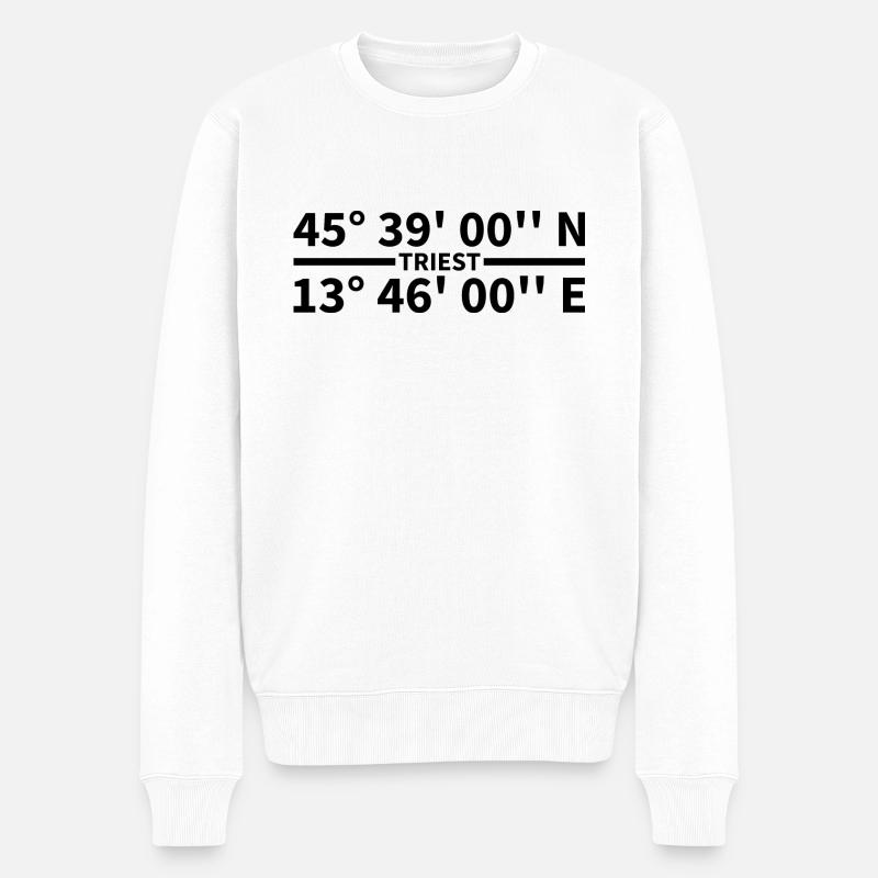 Triest Koordinaten - Männer Premium Bio Pullover - Weiß