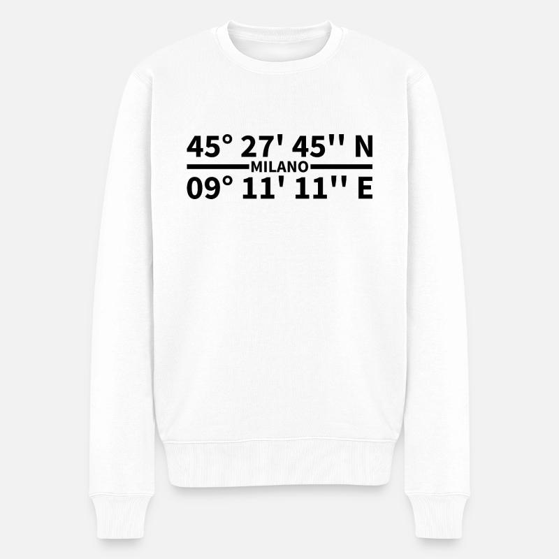 Milano Koordinaten - Männer Premium Bio Pullover - Weiß