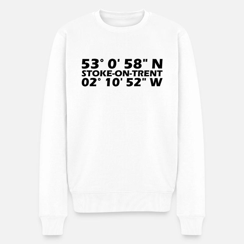 Coordonnées de Stoke-on-Trent - Pull Premium bio Homme - blanc