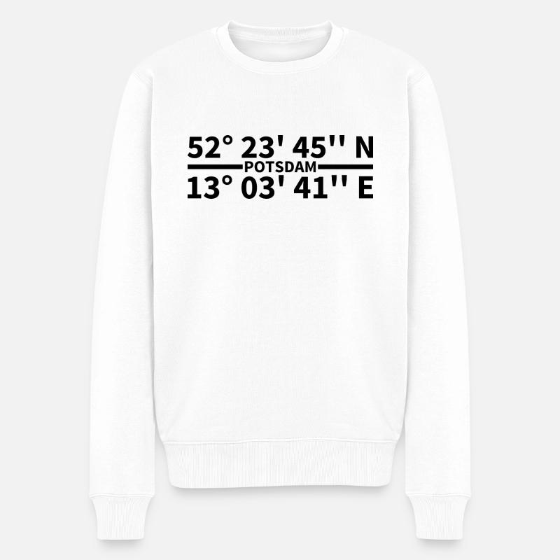 Potsdam Koordinaten - Männer Premium Bio Pullover - Weiß
