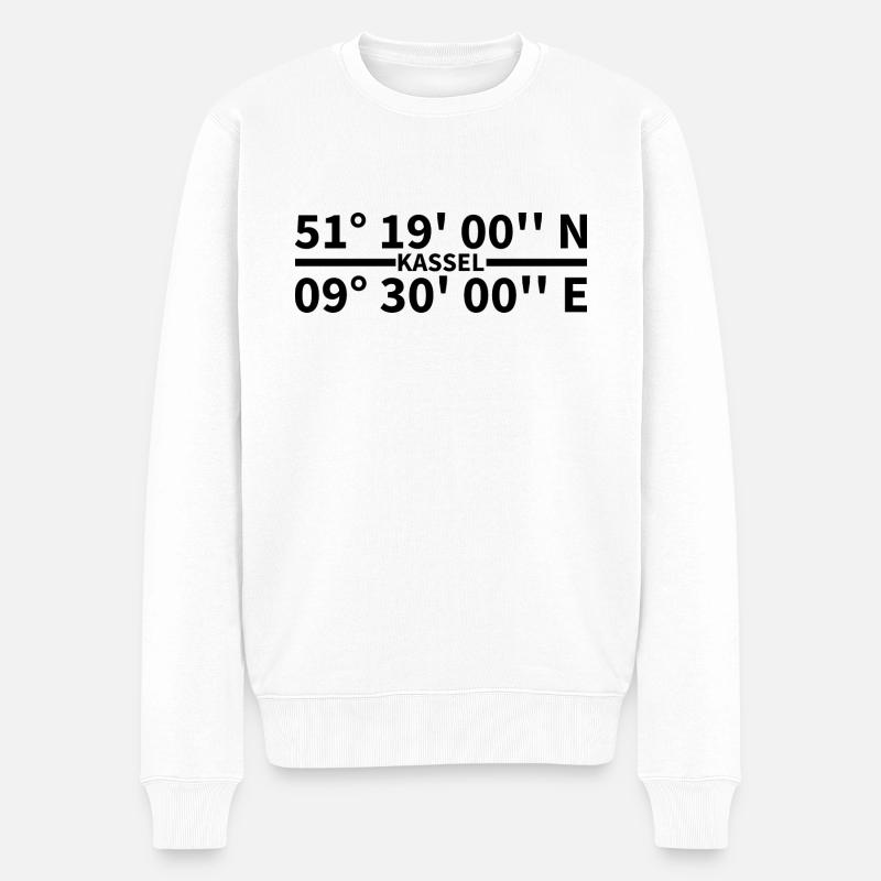 Kassel Koordinaten - Männer Premium Bio Pullover - Weiß