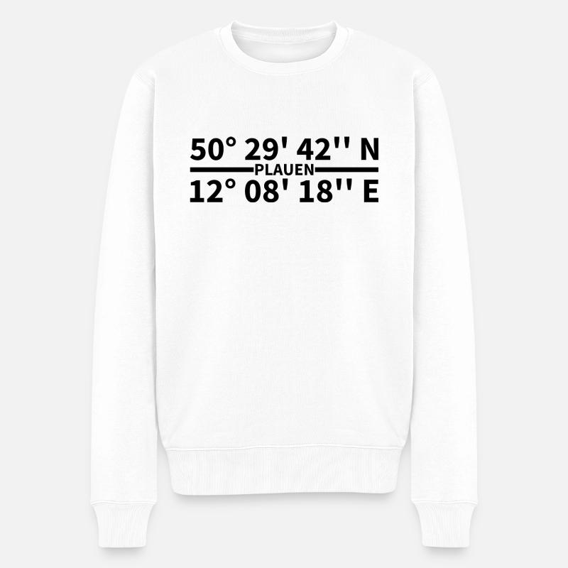 Plauen Koordinaten - Männer Premium Bio Pullover - Weiß