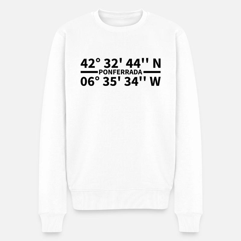 Coordonnées de Ponferrada - Pull Premium bio Homme - blanc