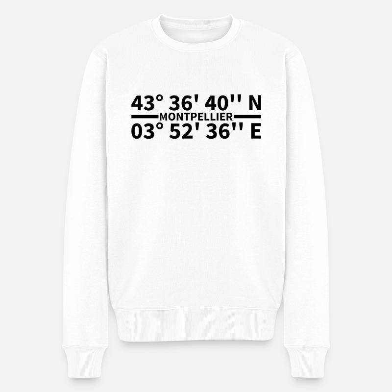 Coordonnées de Montpellier - Pull Premium bio Homme - blanc