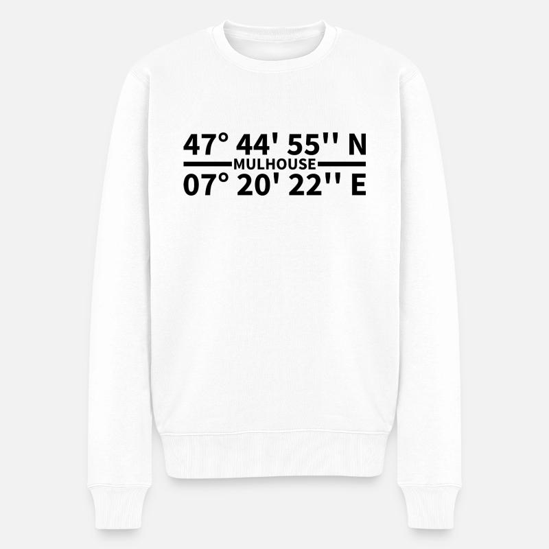 Coordonnées de Mulhouse - Pull Premium bio Homme - blanc
