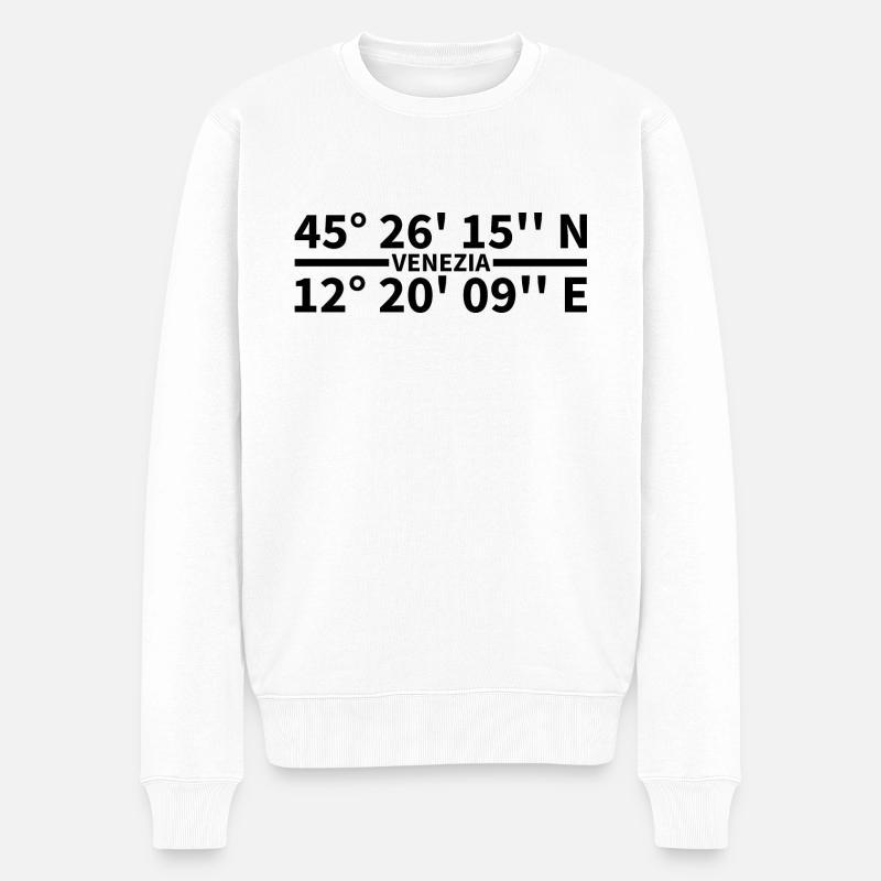 Venezia Koordinaten - Männer Premium Bio Pullover - Weiß