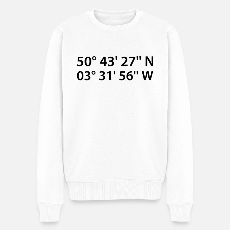 Exeter Koordinaten - Männer Premium Bio Pullover - Weiß