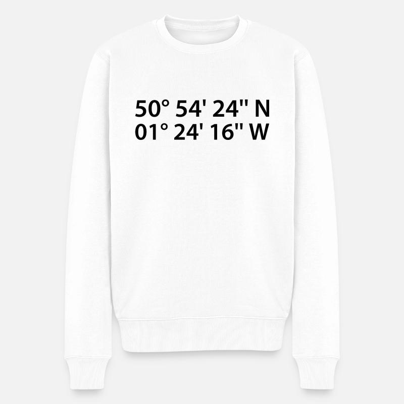 Southampton Koordinaten - Männer Premium Bio Pullover - Weiß