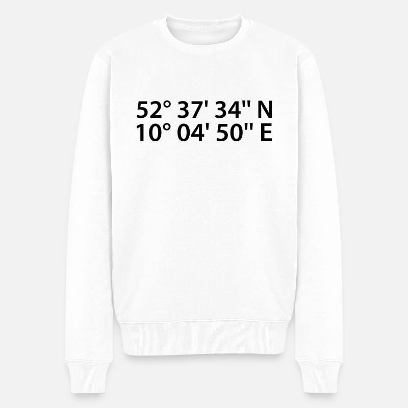 Celle Koordinaten - Männer Premium Bio Pullover - Weiß