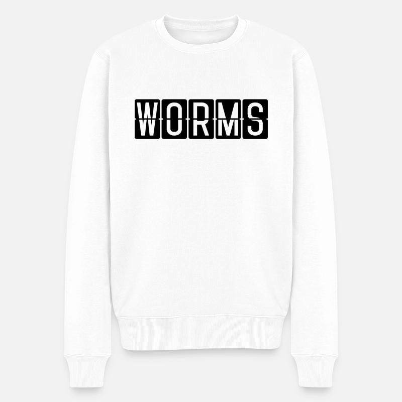 Worms Flughafentafel - Männer Premium Bio Pullover - Weiß