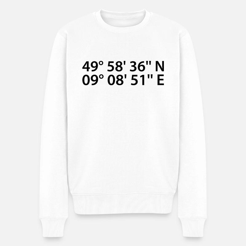 Aschaffenburg Koordinaten - Männer Premium Bio Pullover - Weiß