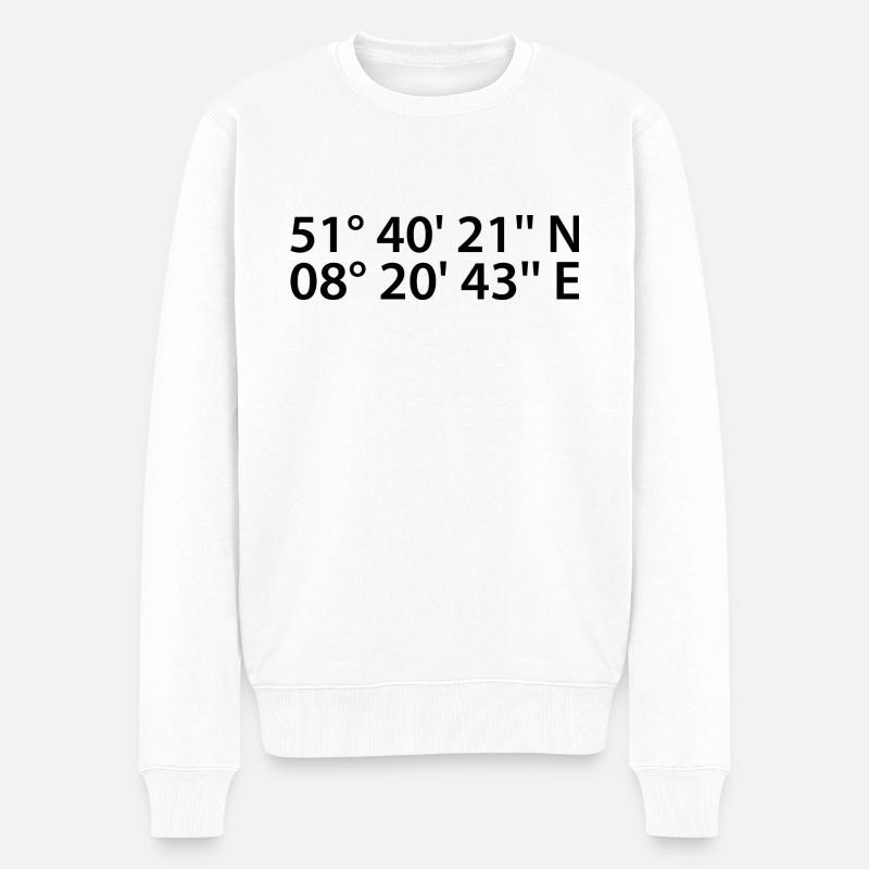 Lippstadt Koordinaten - Männer Premium Bio Pullover - Weiß