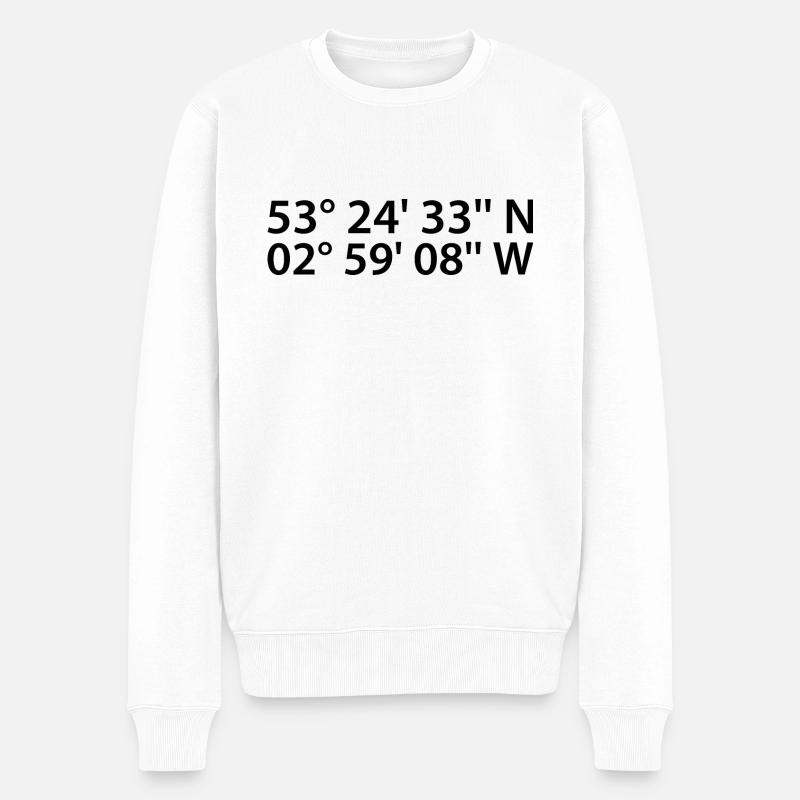 Liverpool Koordinaten - Männer Premium Bio Pullover - Weiß