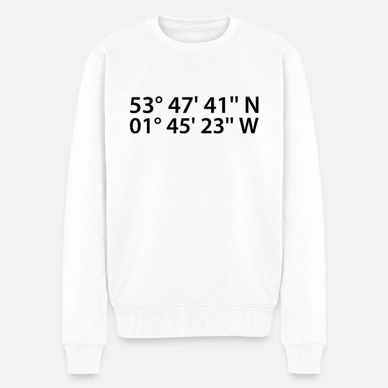 Bradford Koordinaten - Männer Premium Bio Pullover - Weiß