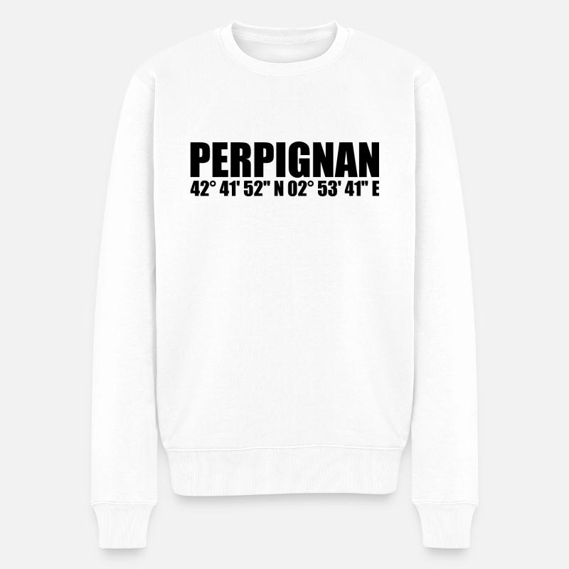 Perpignan Koordinaten - Männer Premium Bio Pullover - Weiß