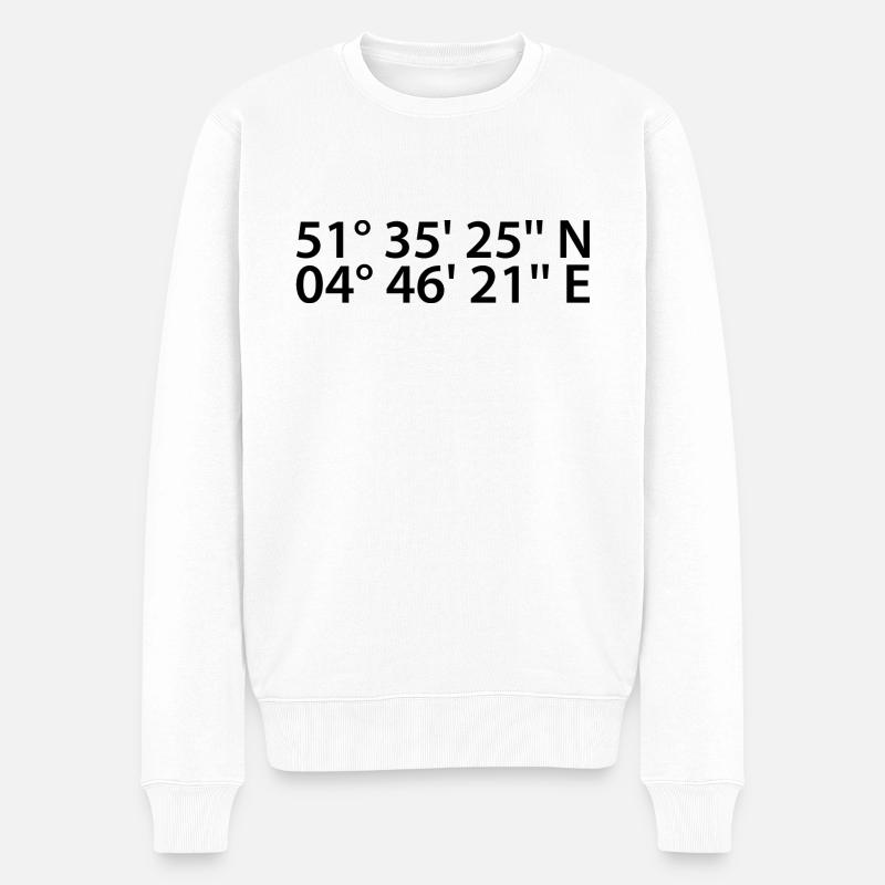 Breda Koordinaten - Männer Premium Bio Pullover - Weiß