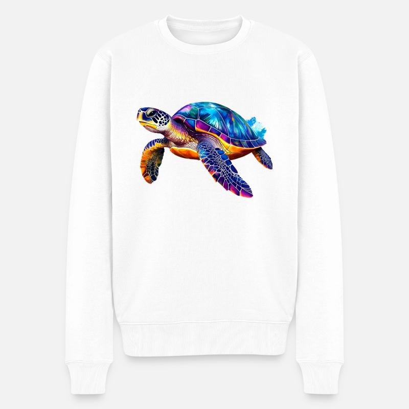 Schildkröte,Graffiti, bunt, Malerei - Männer Premium Bio Pullover - Weiß