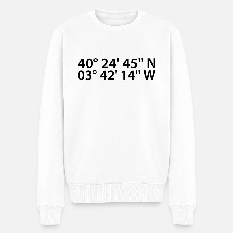 Coordonnées de Madrid - Pull Premium bio Homme - blanc