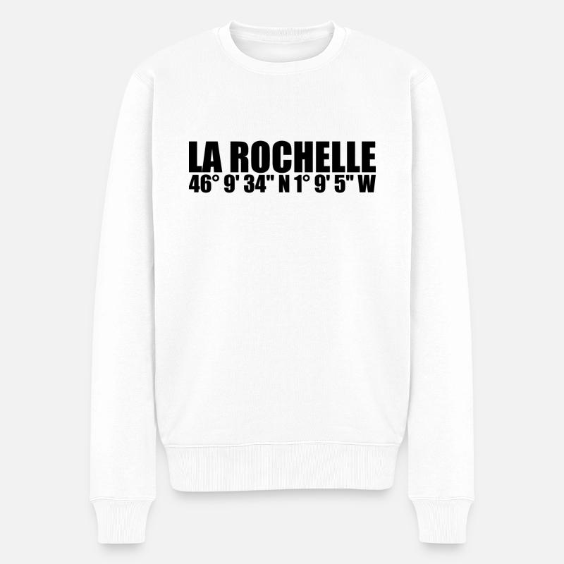 Coordonnées de La Rochelle - Pull Premium bio Homme - blanc