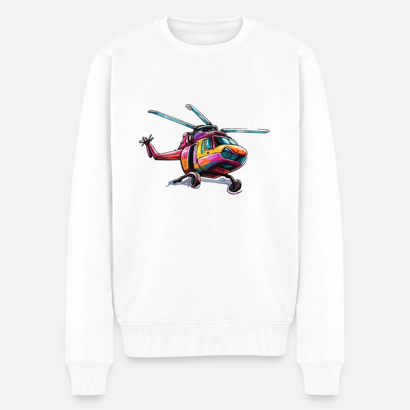 Hélicoptère / Hélicoptère / Vol / Aviation - Pull Premium bio Homme - blanc