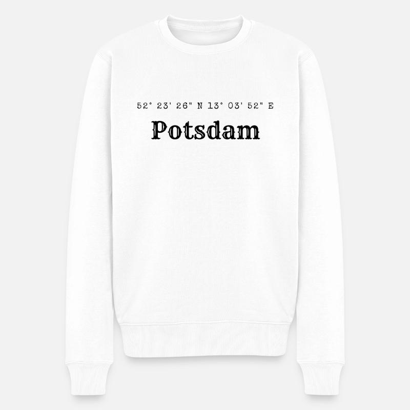 Potsdam Koordinaten - Männer Premium Bio Pullover - Weiß