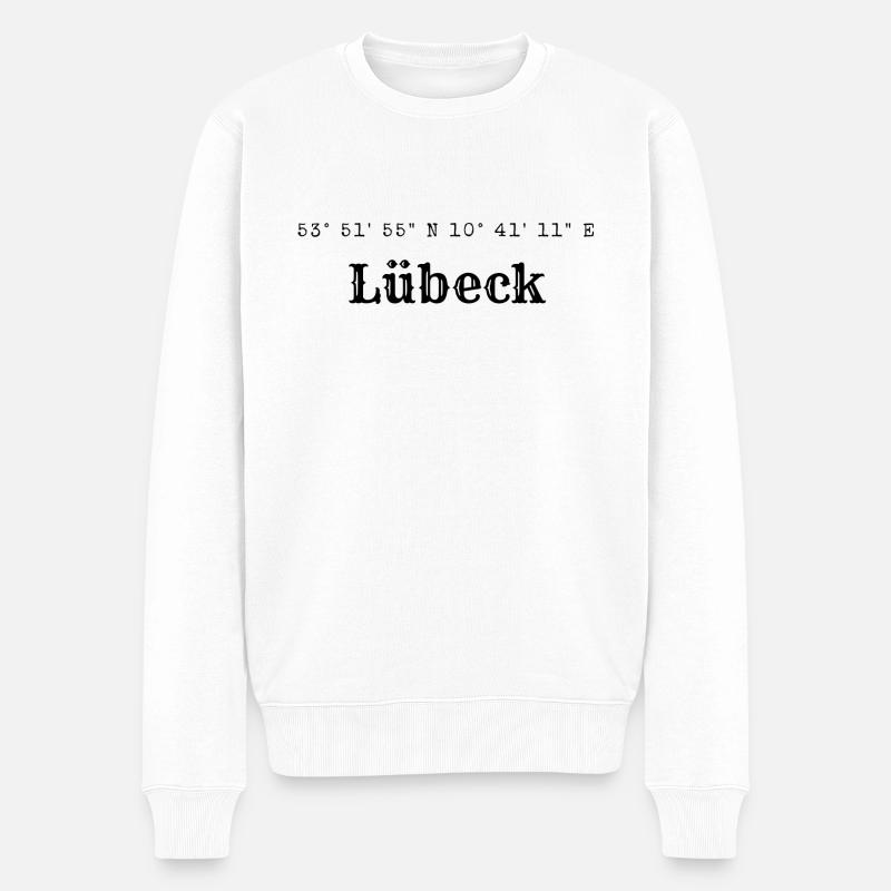 Lübeck Koordinaten - Männer Premium Bio Pullover - Weiß