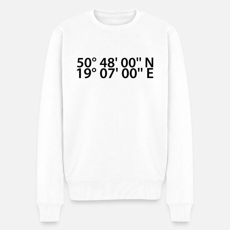 Coordonnées de Częstochowa - Pull Premium bio Homme - blanc
