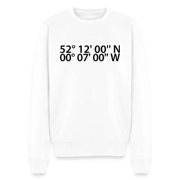 Cambridge Koordinaten - Männer Premium Bio Pullover - Weiß - Vorne - Thijin (182cm)