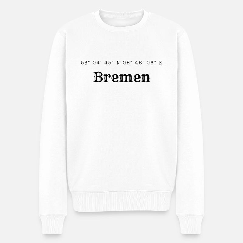 Bremen Koordinaten - Männer Premium Bio Pullover - Weiß