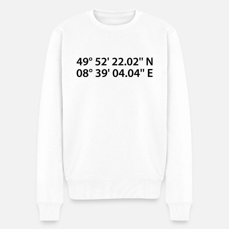 Darmstadt Koordinaten - Männer Premium Bio Pullover - Weiß