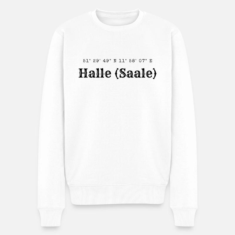 Halle (Saale) Koordinaten - Männer Premium Bio Pullover - Weiß