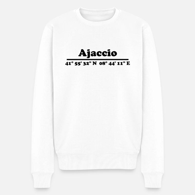 Ajaccio Koordinaten - Männer Premium Bio Pullover - Weiß
