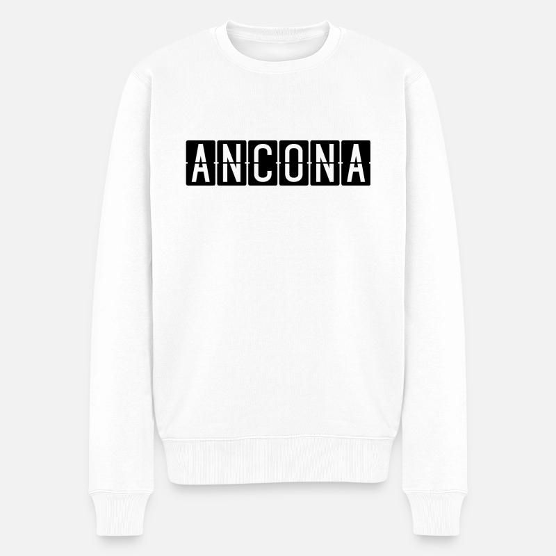 Ancona Flughafentafel - Männer Premium Bio Pullover - Weiß