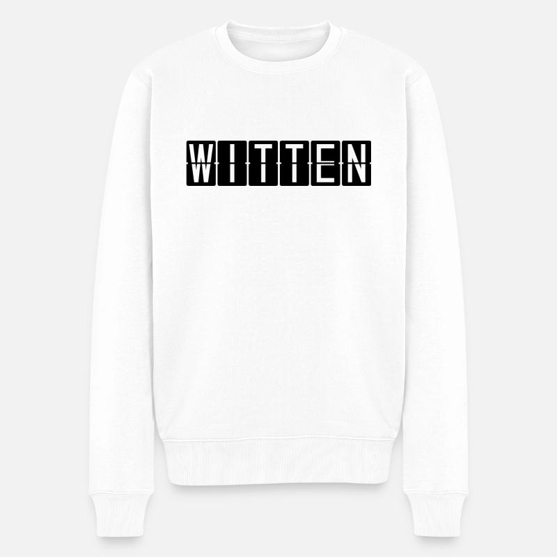 Witten Flughafentafel - Männer Premium Bio Pullover - Weiß