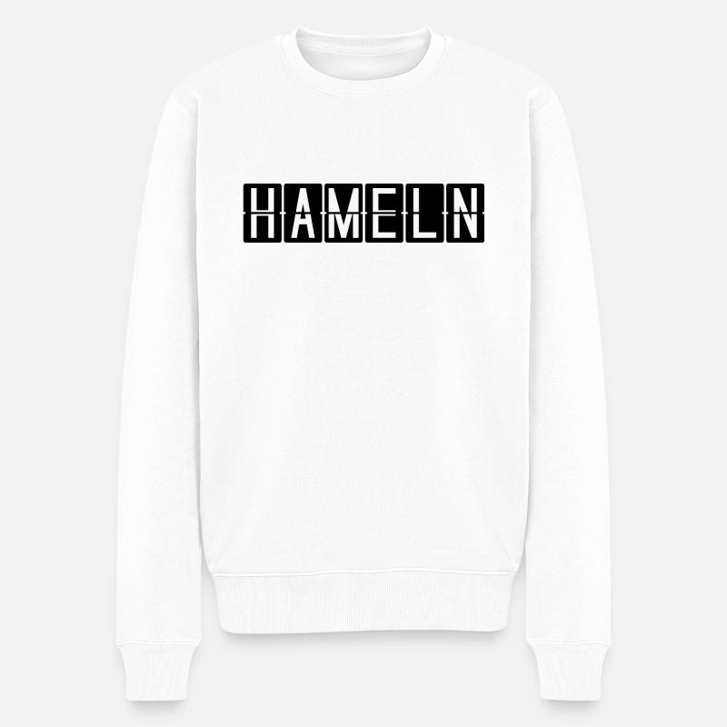 Hameln Flughafentafel - Männer Premium Bio Pullover - Weiß