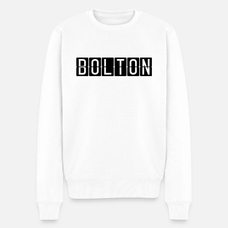 Bolton Flughafentafel - Männer Premium Bio Pullover - Weiß