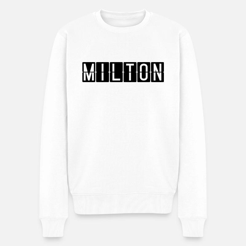 Milton Flughafentafel - Männer Premium Bio Pullover - Weiß