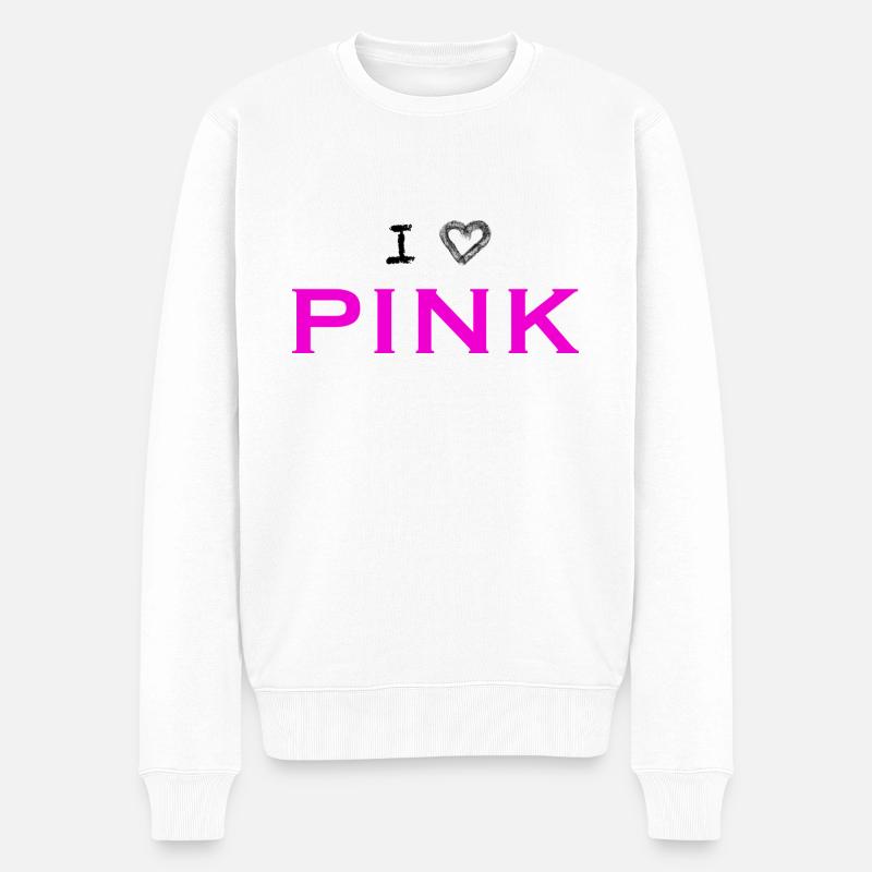 I <3 PINK - Männer Premium Bio Pullover - Weiß