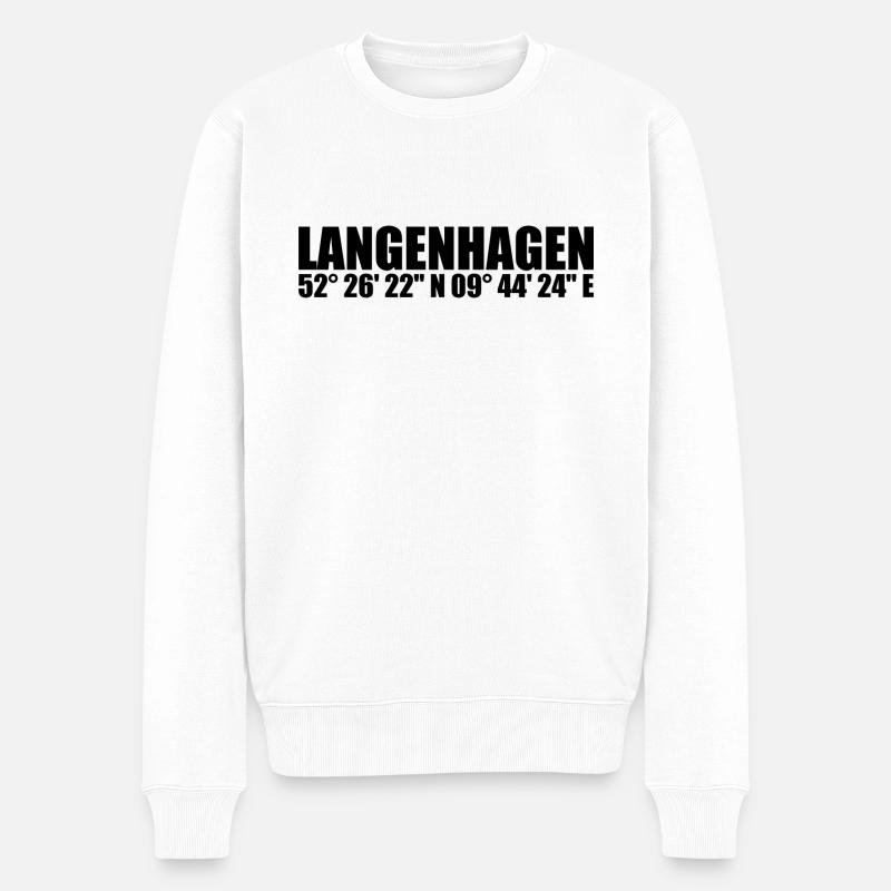 Langenhagen Koordinaten - Männer Premium Bio Pullover - Weiß