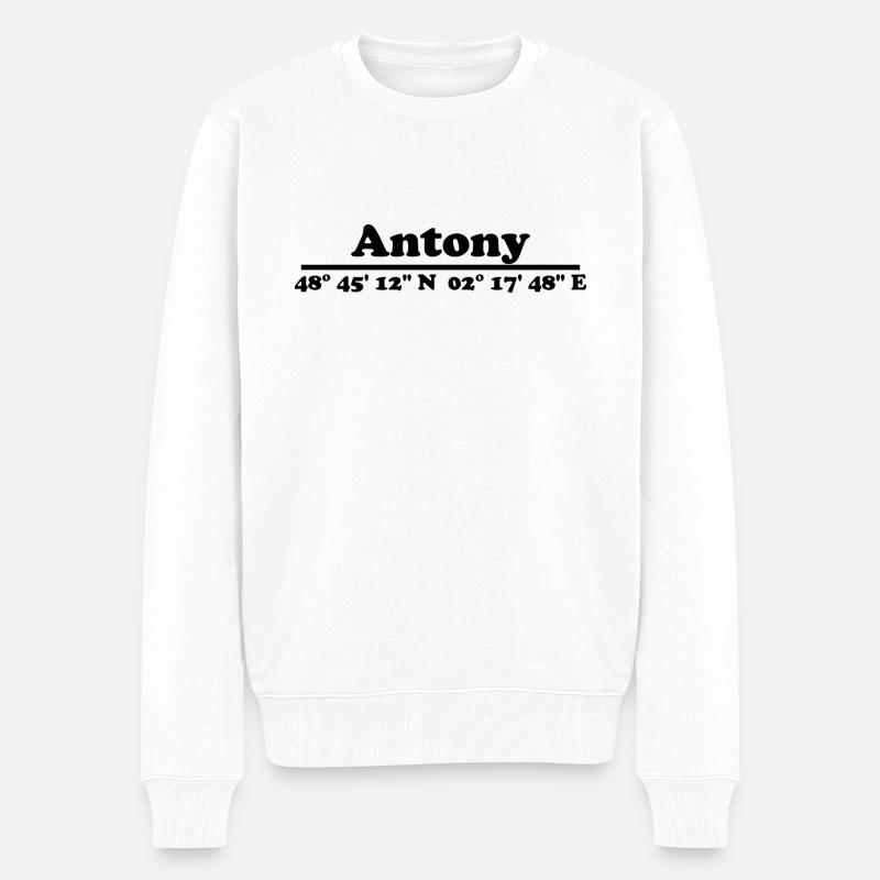 Antony Koordinaten - Männer Premium Bio Pullover - Weiß