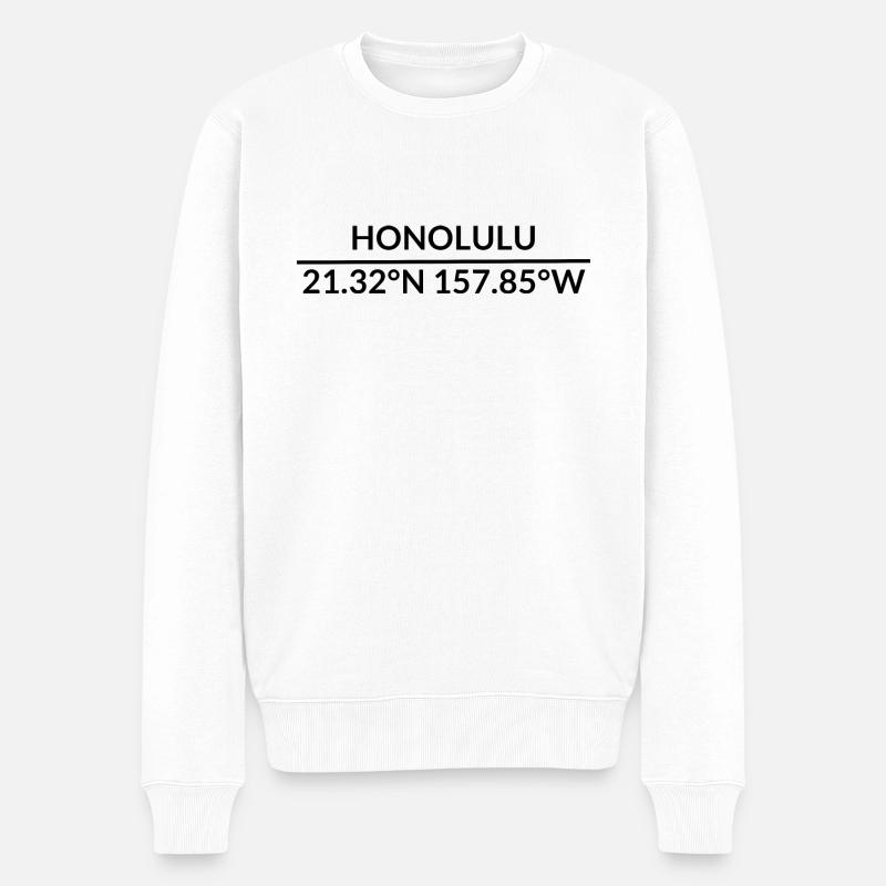 Coordonnées Honolulu, Hawaï, États-Unis - Pull Premium bio Homme - blanc