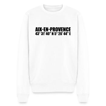 Aix-en-Provence Koordinaten - Männer Premium Bio Pullover - Weiß - Vorne - Thijin (182cm)