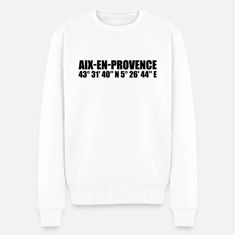 Coordonnées d’Aix-en-Provence - Pull Premium bio Homme - blanc
