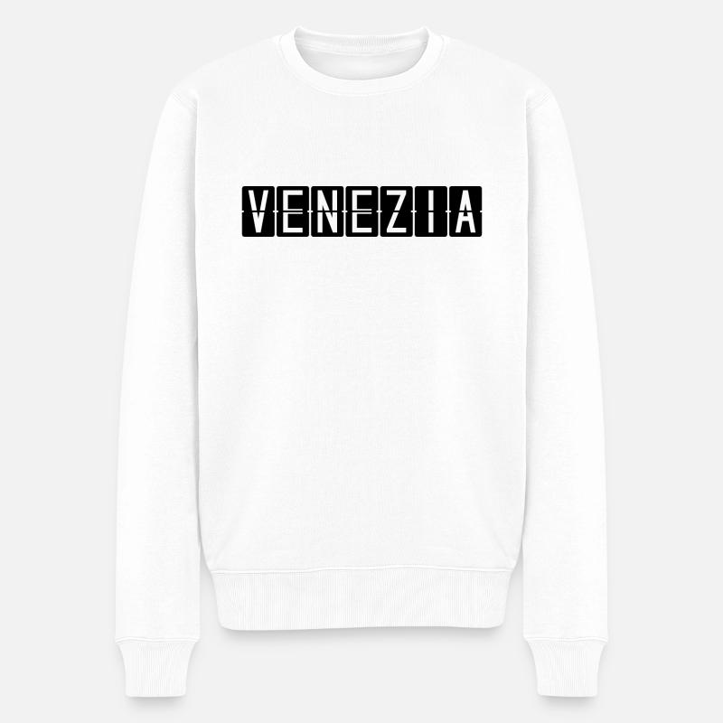 Venezia Flughafentafel - Männer Premium Bio Pullover - Weiß