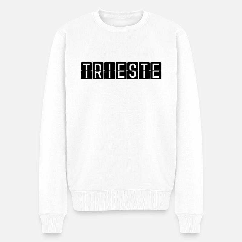Trieste Flughafentafel - Männer Premium Bio Pullover - Weiß