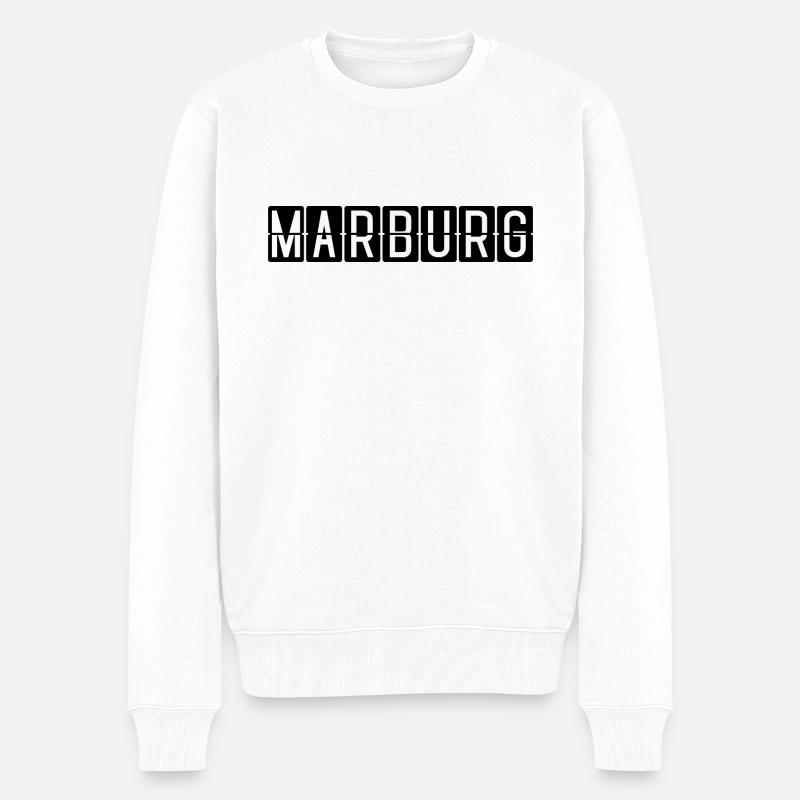 Marburg Flughafentafel - Männer Premium Bio Pullover - Weiß